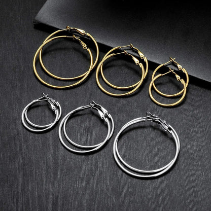 Smooth Open Hoop Earrings Stainless Steel Jewelry