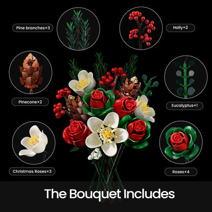 Christmas Rose Bouquet Flower Set Building Blocks