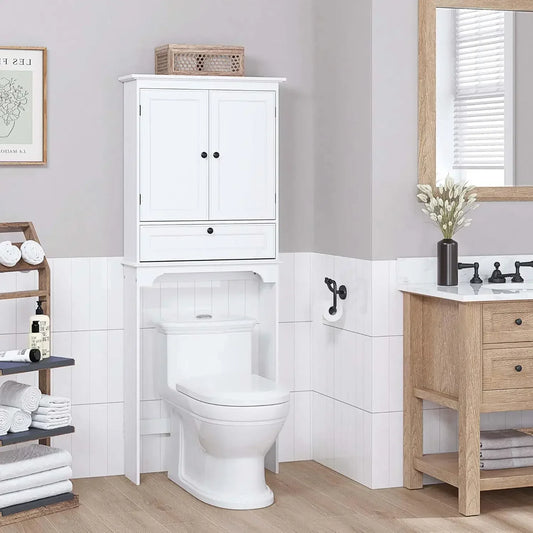 White Customizable Over The Toilet Storage Cabinet