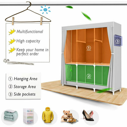 Portable Fabric Wardrobe Organizer Storage Rack