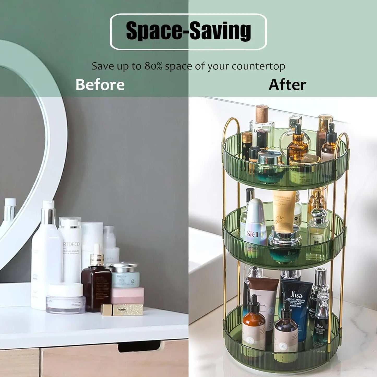 Rotating Makeup Organizer for Vanity High-Capacity