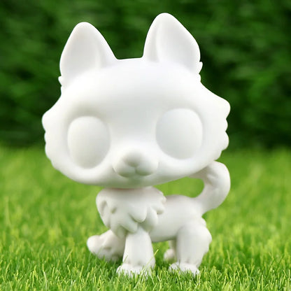 White Lovely Shorthair Cat, Collie and Husky Figurines