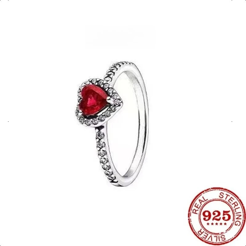 Silver Heart-shaped Classic Retro Rings Zircon