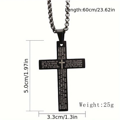 1pc Titanium Alloy Carved Cross Pendant, Unisex