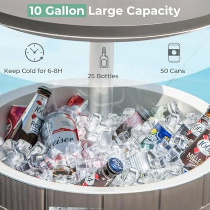 All-Weather Outdoor Cooler Patio Bar Side Table