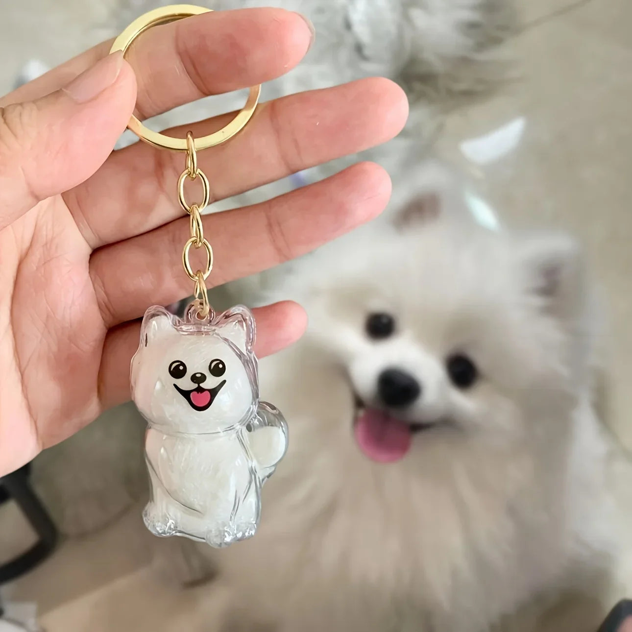 Creative Transparent Cute Dog Pendant Key Chain