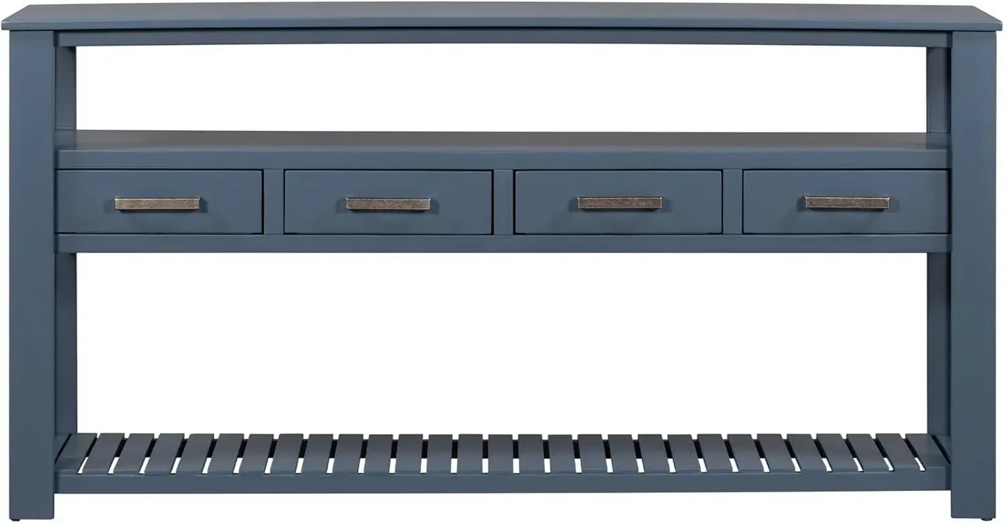 Modern Wood Console Table with Drawers Shelves