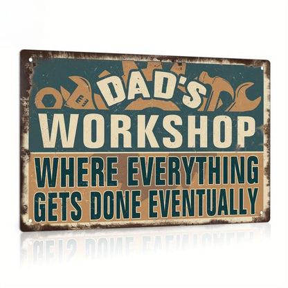 "Dad's Workshop Sign" Premium Aluminum Art Decor