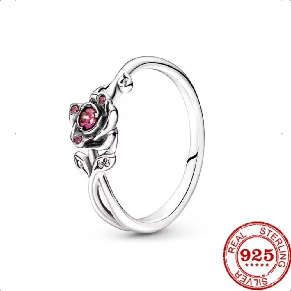 Silver Heart-shaped Classic Retro Rings Zircon