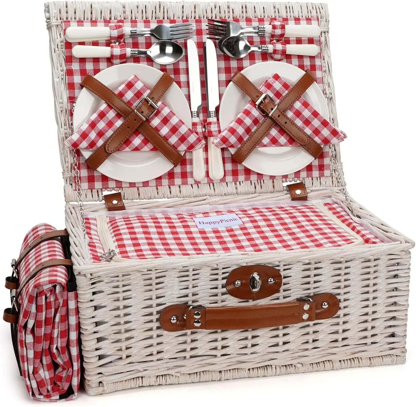 Insulated Picnic Basket Cooler Set for 4