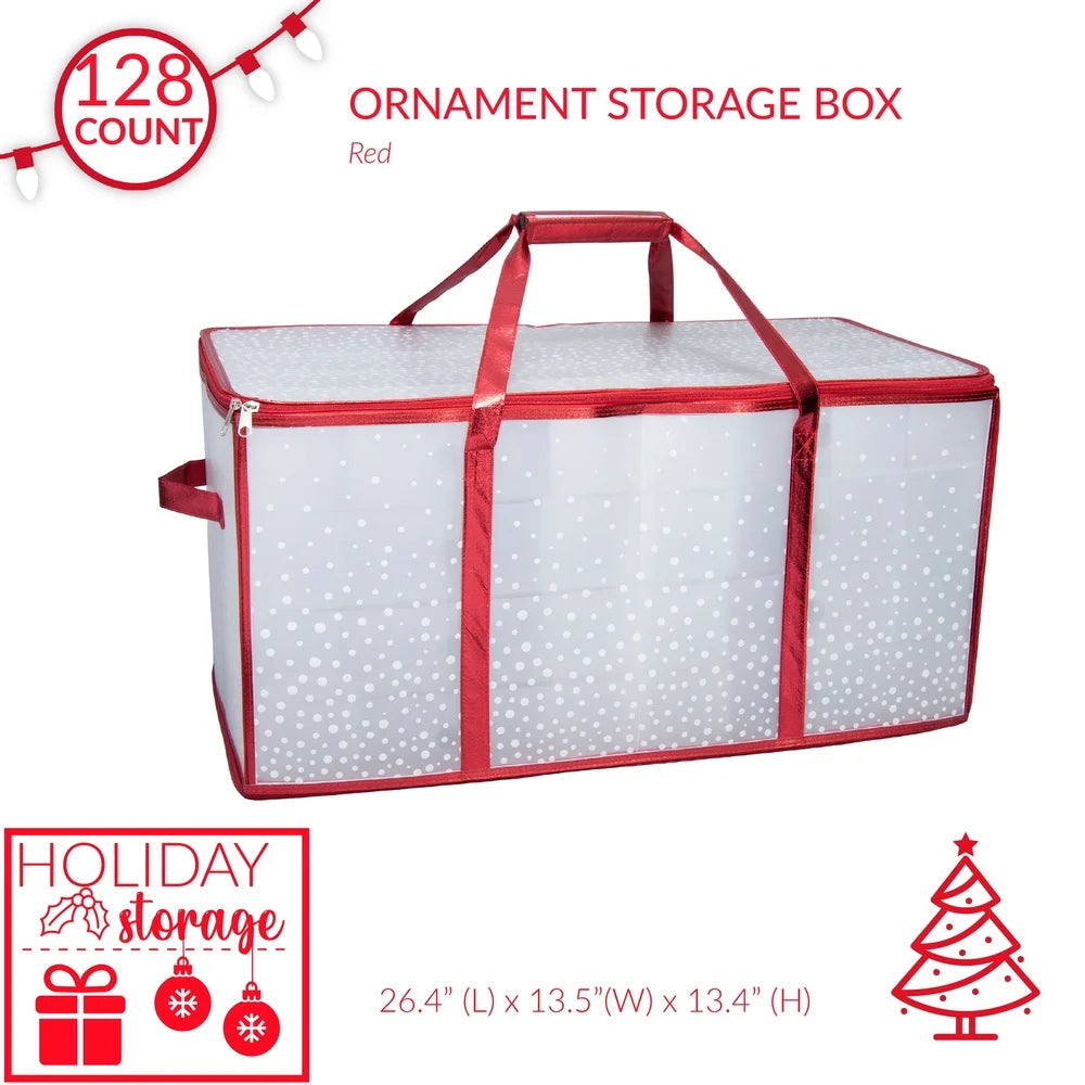 Ornament Storage Organizer with Handles and Zipper
