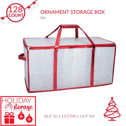 Ornament Storage Organizer with Handles and Zipper