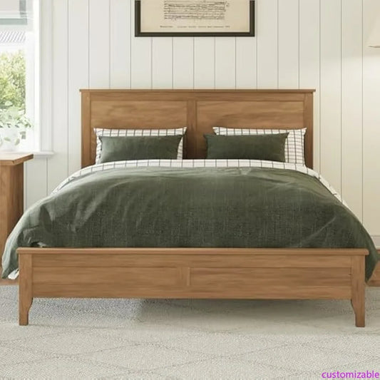 Contemporary Wooden King Bed with Headboard