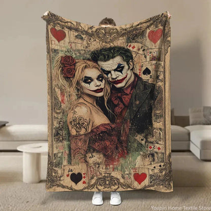 Warm Soft Clown Joker Flannel Throw Blanket