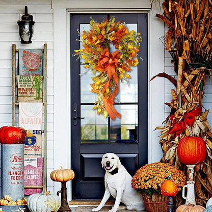 Thanksgiving Farmhouse Autumn Wreath Decor Maple Leaf