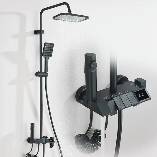 Black Smart Digital Display Shower Faucet Set