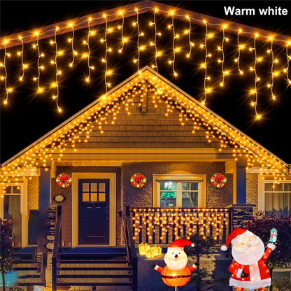 Christmas Decorations Lights Solar Icicle Curtain Lights