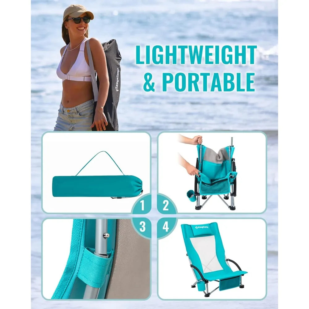 Low Beach Chairs, Portable Folding Chair Wide