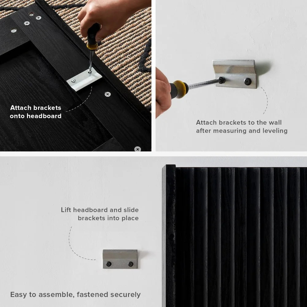 Modern Farmhouse Wall-Mounted Fluted Wood Headboard