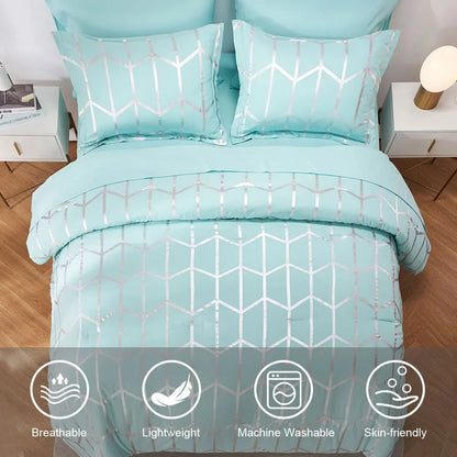 Elegant gold foil Queen Comforter Set