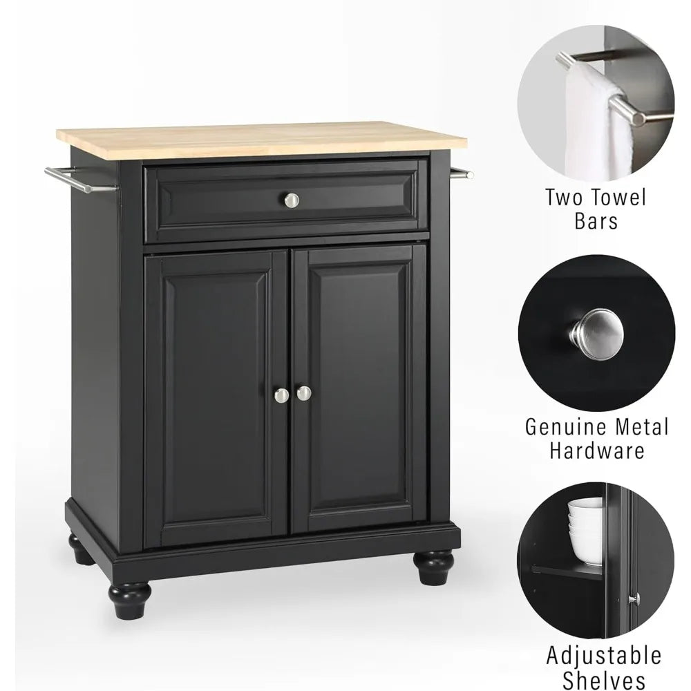 Style Mobile Kitchen Island with Wood Top