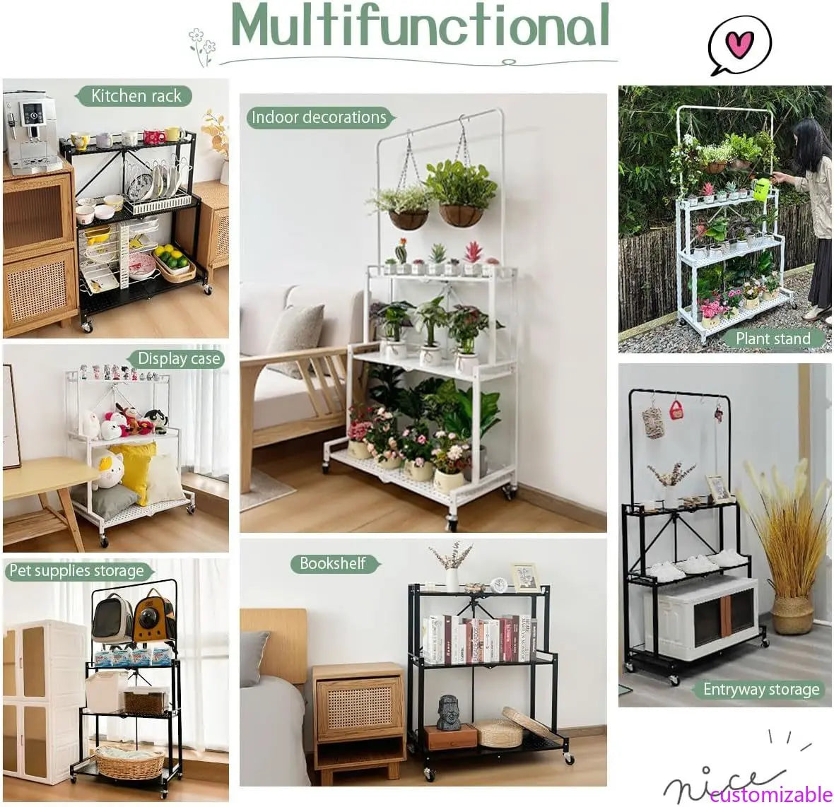 NEW Foldable 4-Tier Plant Stand Indoor Outdoor