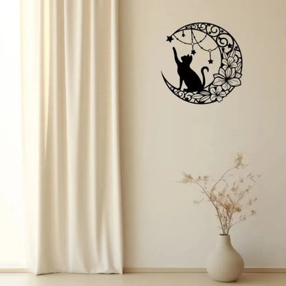 Metal Black Cat Wall Pendant Versatile Decor