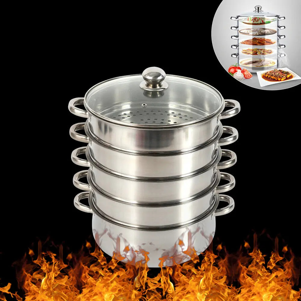 5 Tier Steam Cooker Pan Stainless Steel