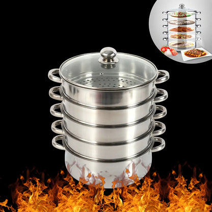 5 Tier Steam Cooker Pan Stainless Steel