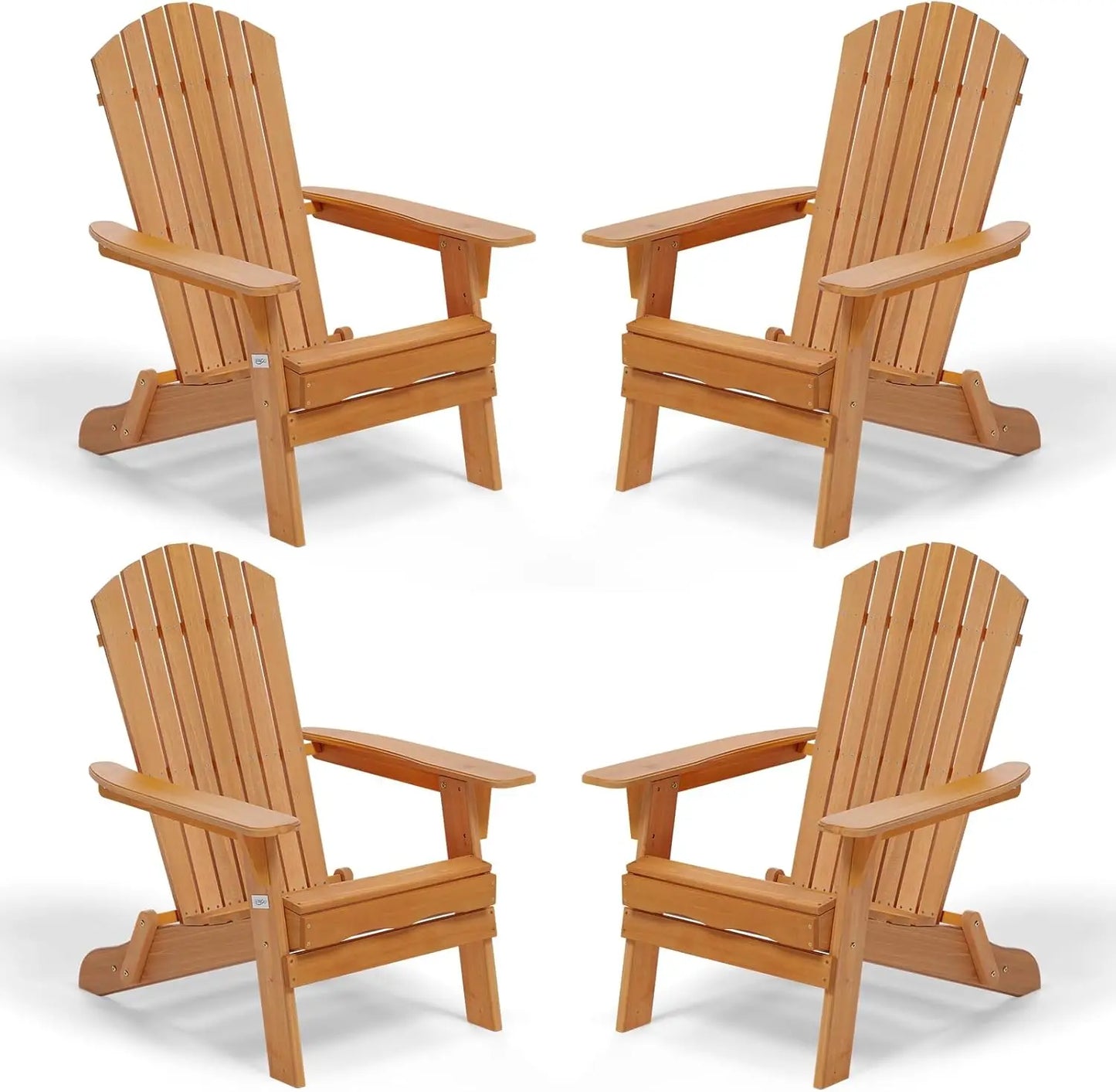 4 Wood Folding Fire Pit Patio Chairs