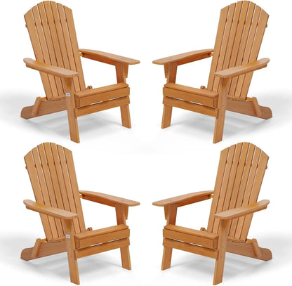 4 Wood Folding Fire Pit Patio Chairs