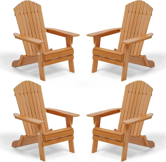4 Wood Folding Fire Pit Patio Chairs