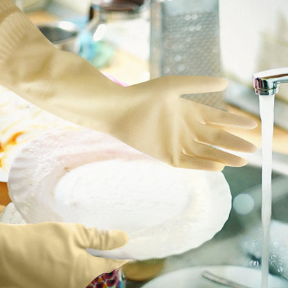 1 Pair S/M/L Flexible Long Rubber Clean Gloves