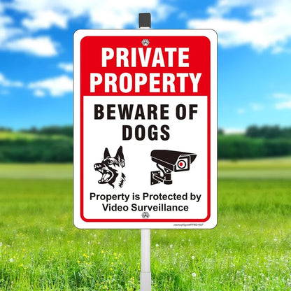 Private Sign - Beware of Dog & Surveillance