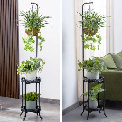 Popular 2-tier Hanging Plant Stand, Space-Saving