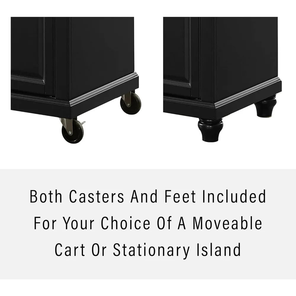 Style Mobile Kitchen Island with Wood Top