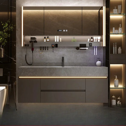 Bathroom Cabinet with Rock Plate Integrated Basin