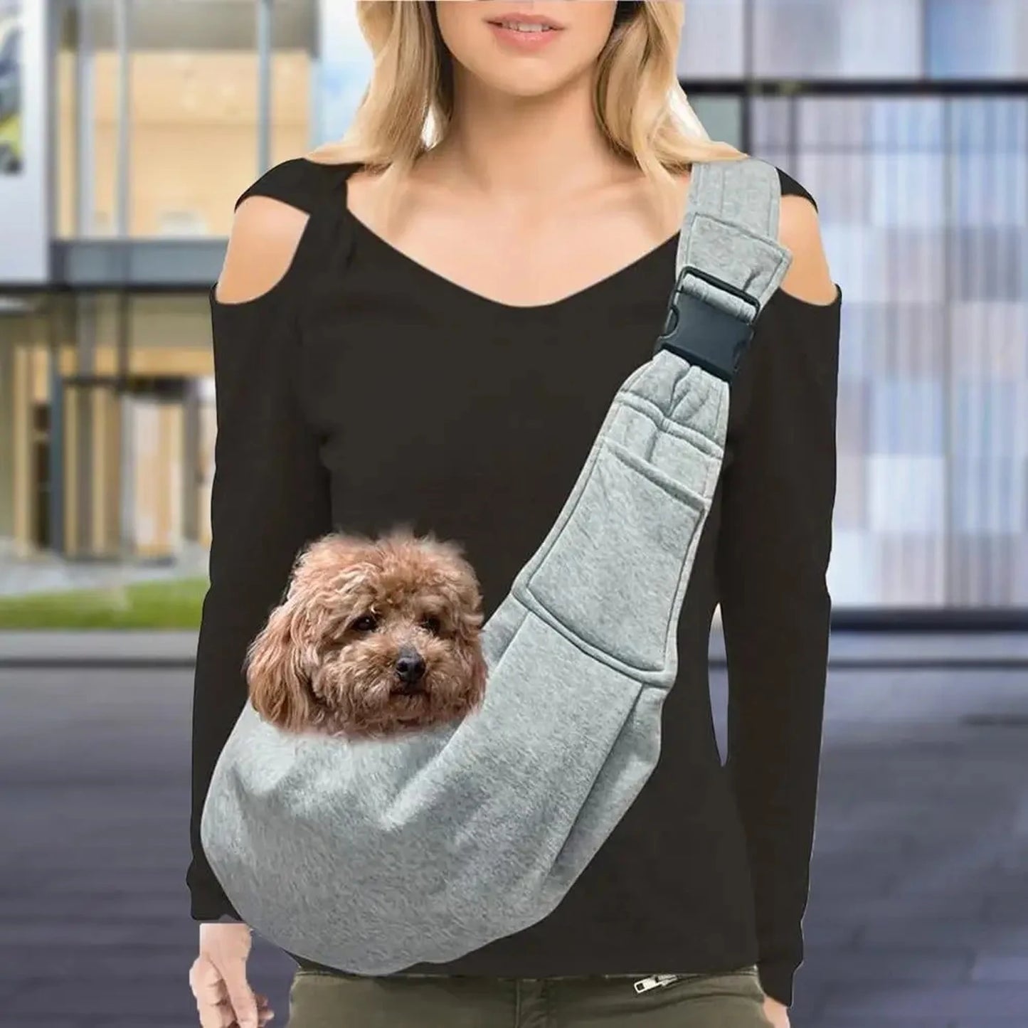 Small pet sling holder, hands-free reversible