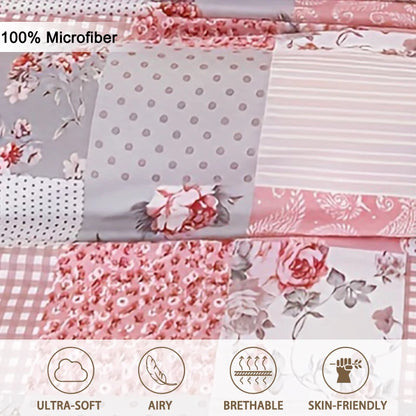 3pcs Splicing Floral Pattern Duvet Cover Set