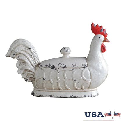 Creative Rooster Storage Container Stoneware with Lid