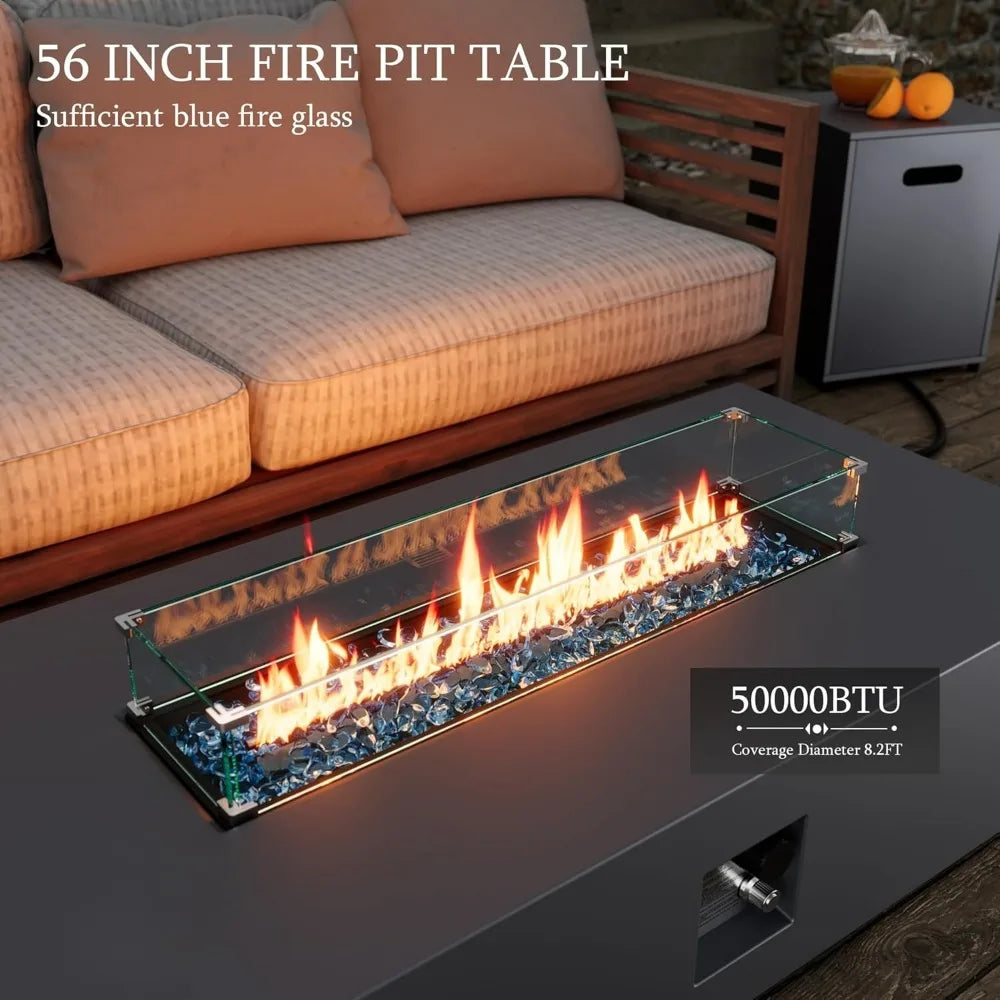56" Outdoor Propane Gas Fire Pit Table