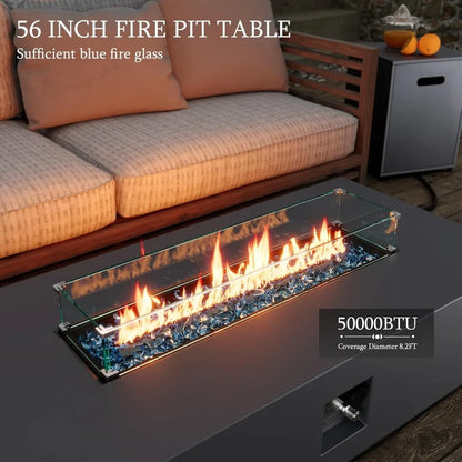 56" Outdoor Propane Gas Fire Pit Table