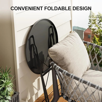 3-Piece Folding Bistro Set. Patio Furniture. Black