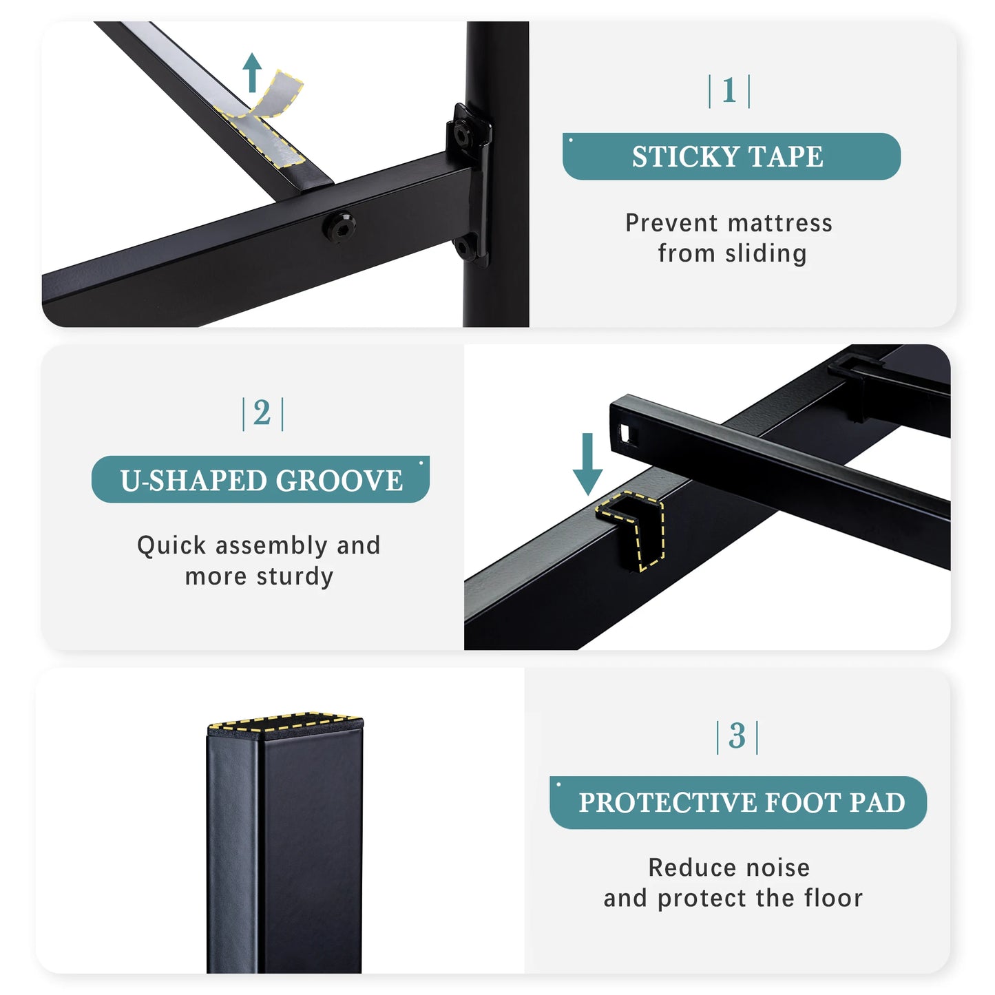 14" Metal Platform Bed Frame, Vintage Victorian