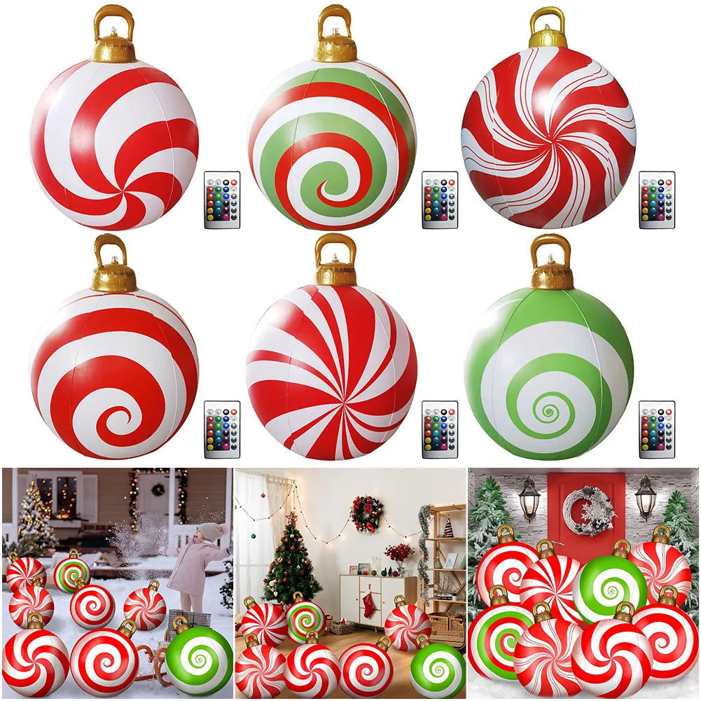 24" Inflatable Christmas Balls with Light/Remote