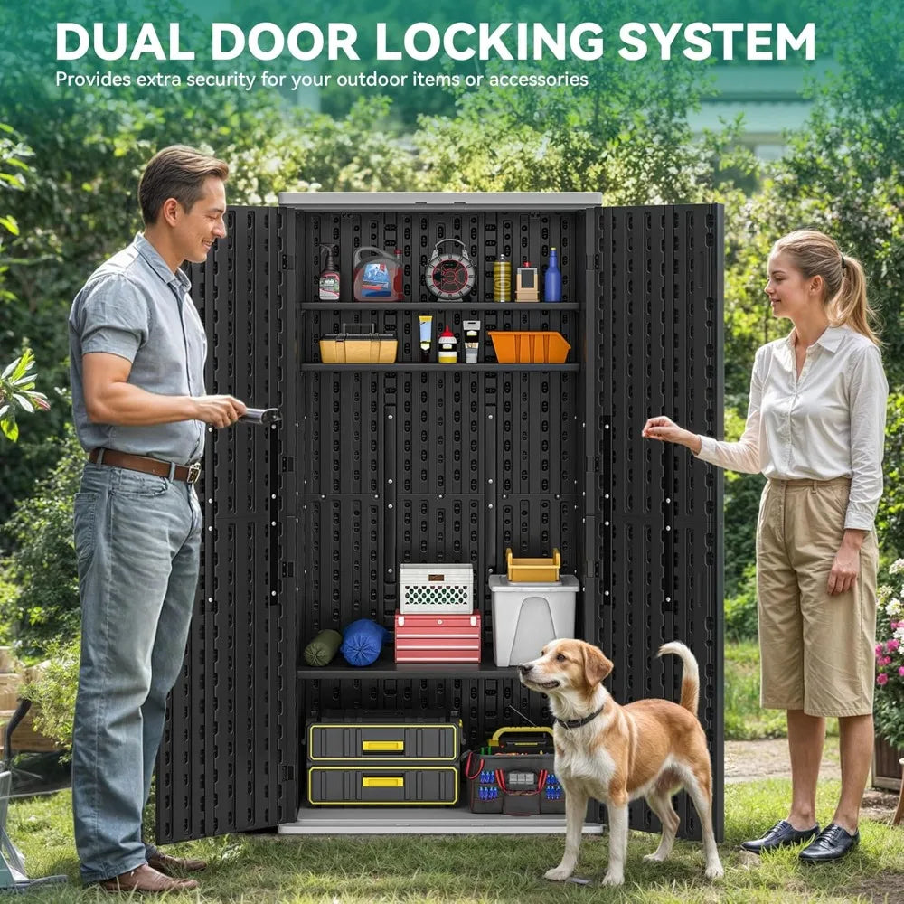 Waterproof vertical shed with 4-tier storage