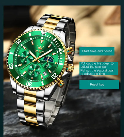 Men's Waterproof Stainless Steel Watches Moon Phase