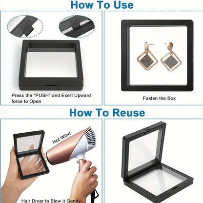 Clear Plastic Jewel Display Box Floating Showcase