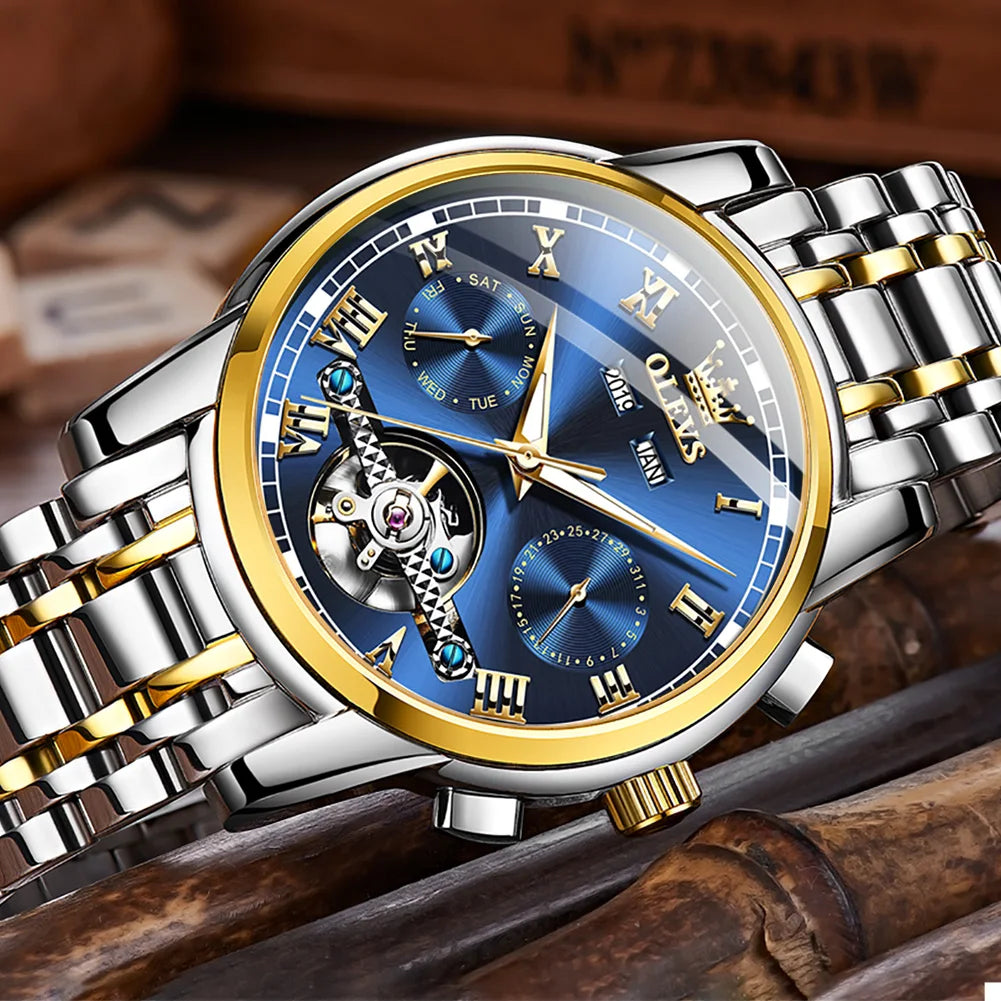Automatic Mechanical Business Wristwatch Waterproof Stainless Steel