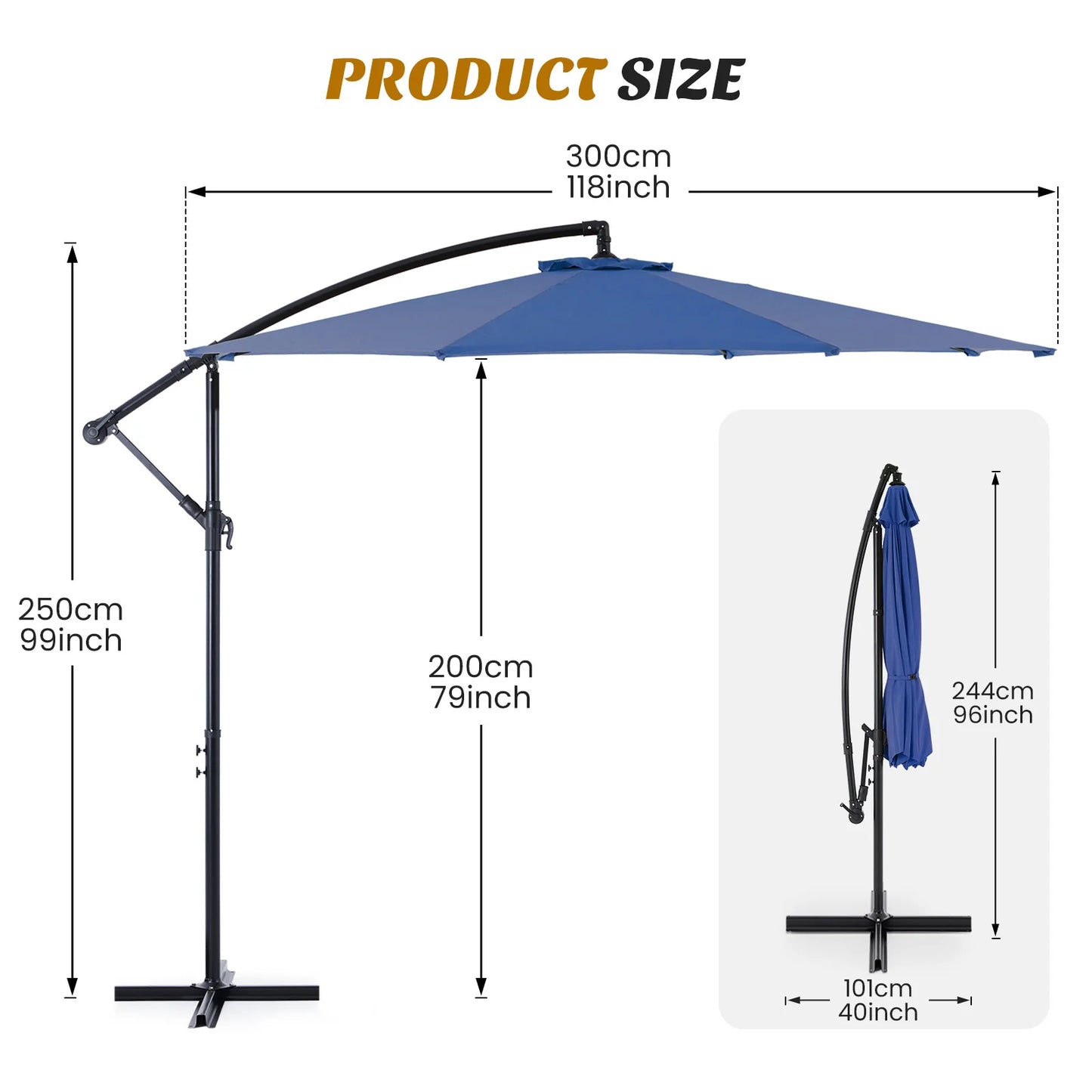 10FT Outdoor Patio Umbrella Hanging Cantilever